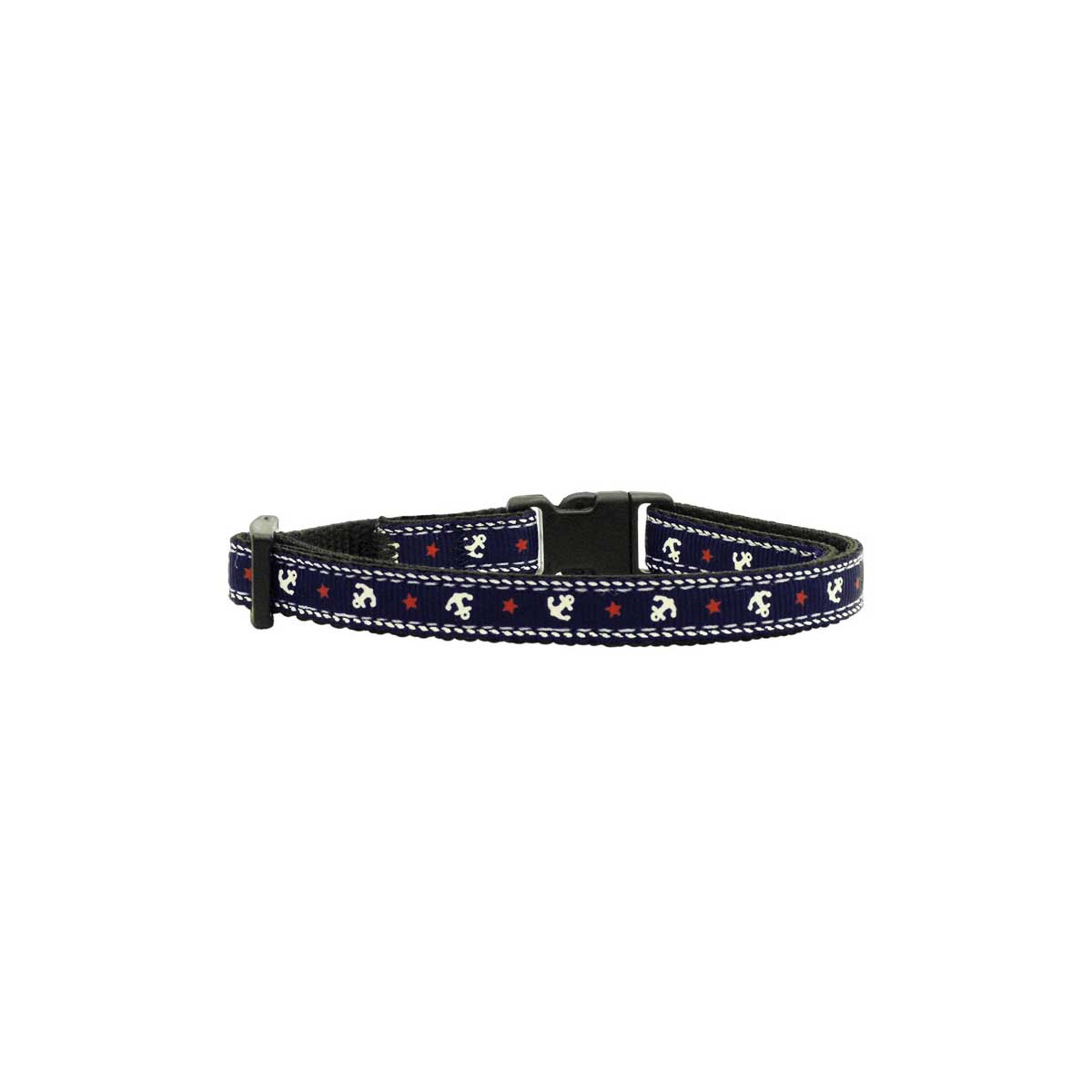 Anchors Away Blue Nylon Ribbon Cat Collar