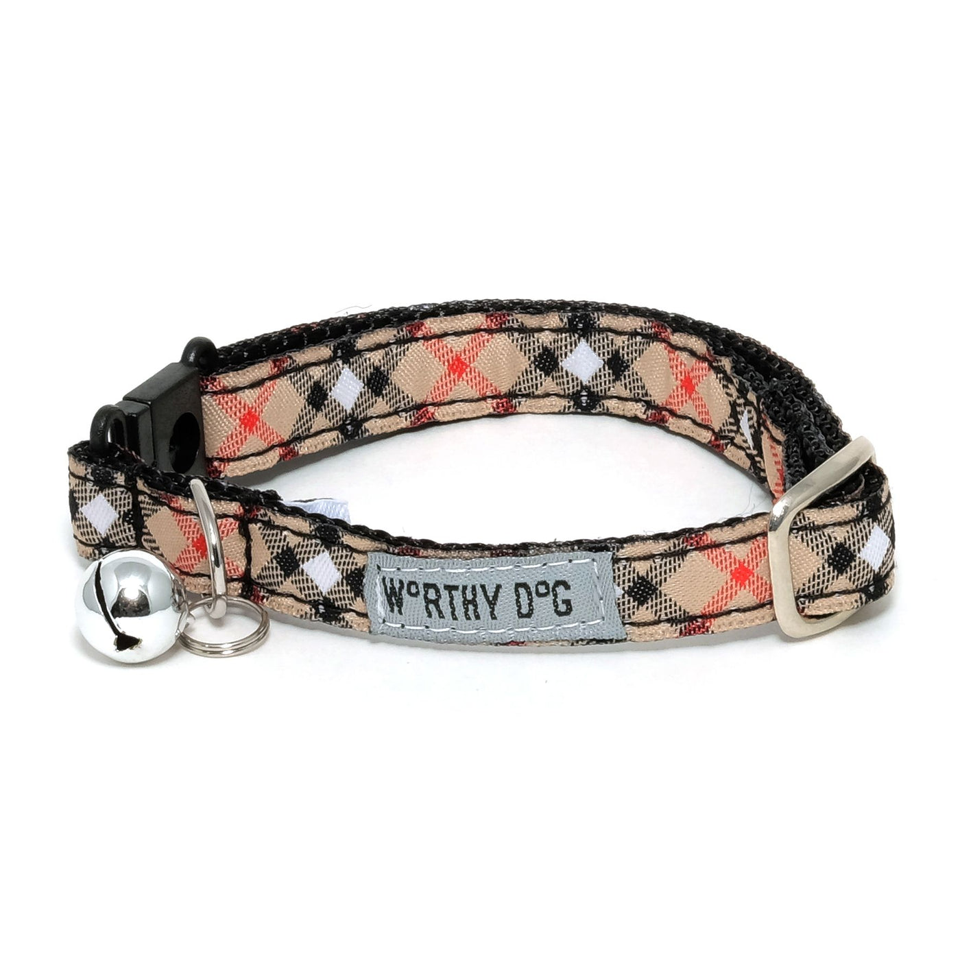Bias Plaid Tan Nylon Cat Collar | Pawlicious & Company