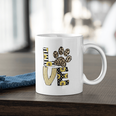 Sunflower Leopard Floral Paw Love Mug | Pawlicious & Company