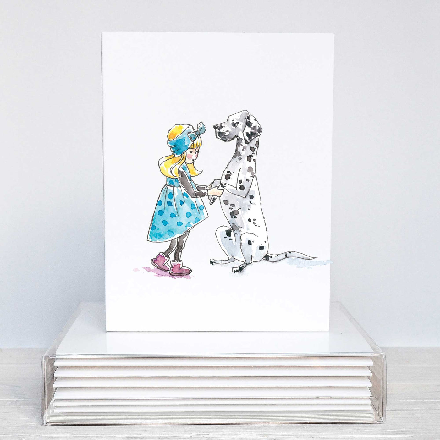 Blank Note Card Set - Girl and Her Dalmation | Pawlicious & Company