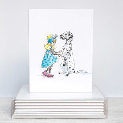Blank Note Card Set - Girl and Her Dalmation | Pawlicious & Company