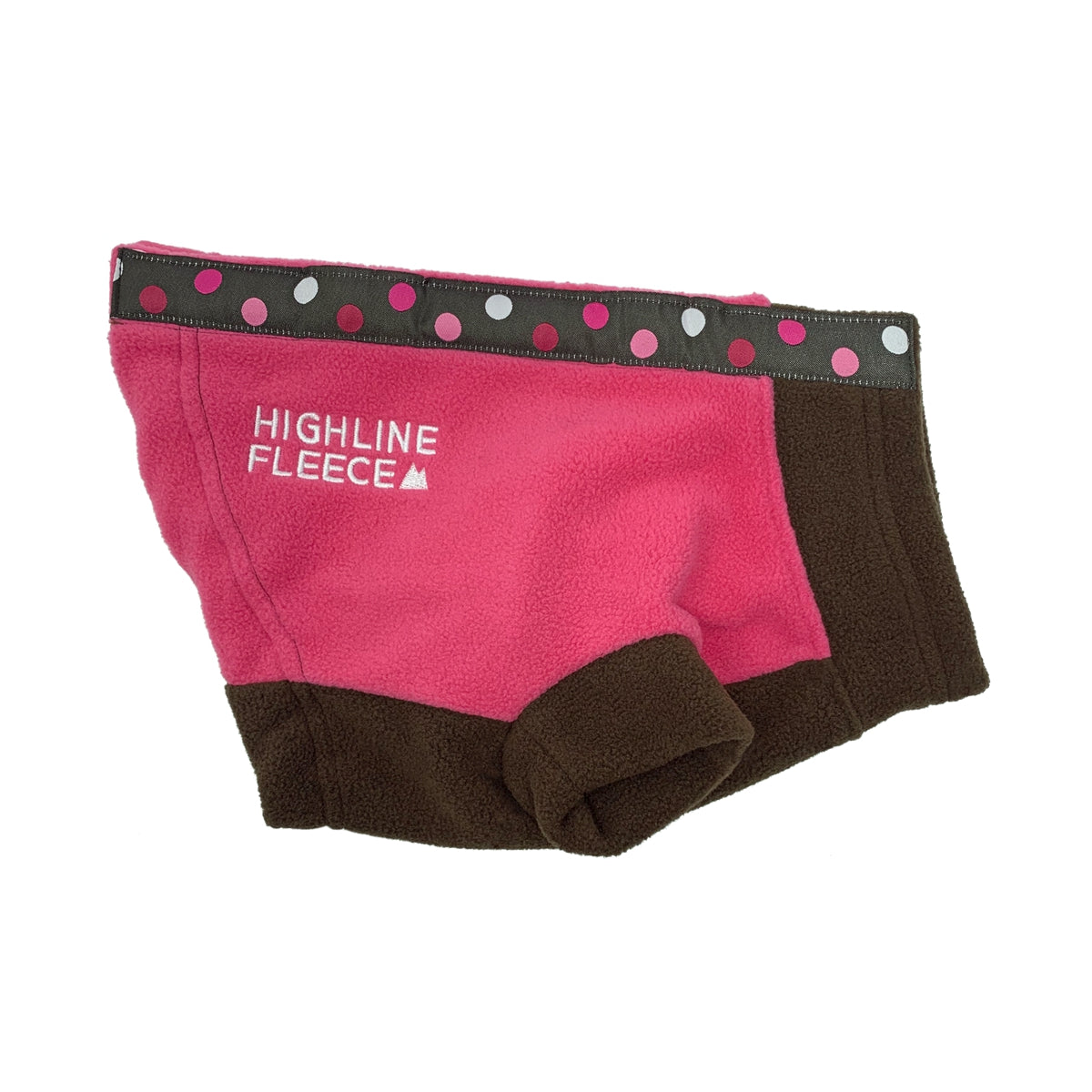 Highline Fleece Dog Coat - Pink & Brown with Polka Dots | Pawlicious & Company