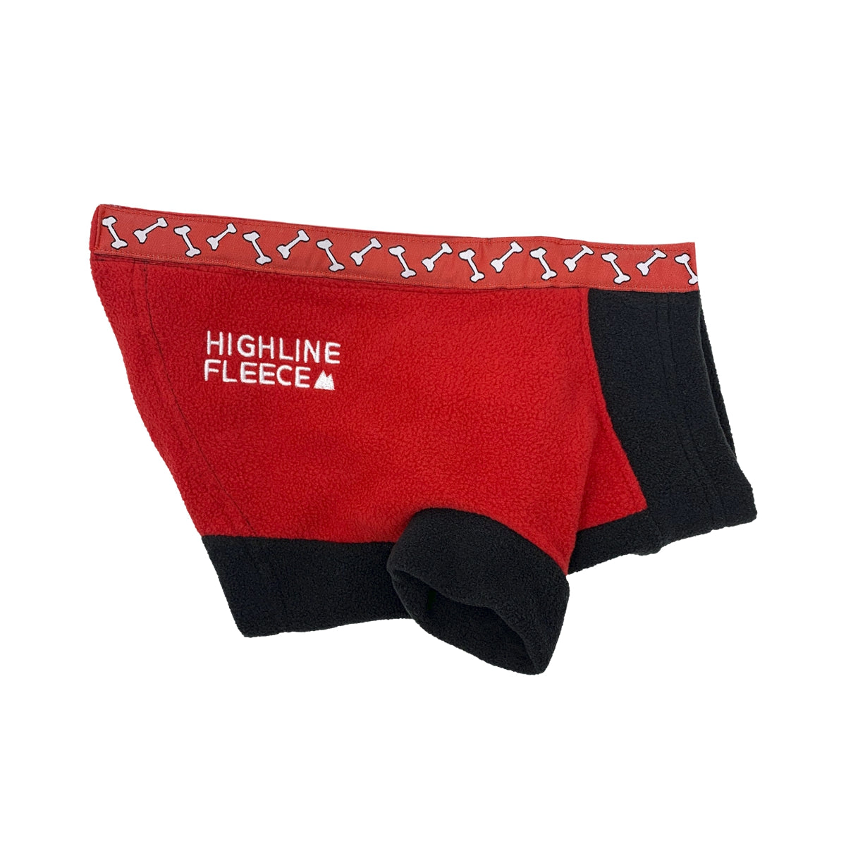 Highline Fleece Dog Coat - Red and Black with Rolling Bones | Pawlicious & Company