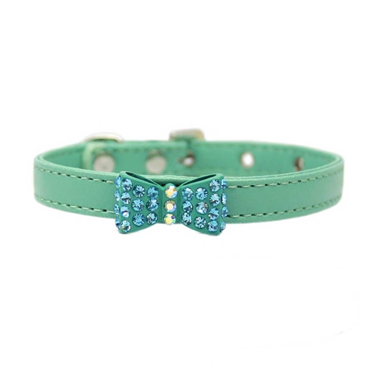 Bow-dacious Crystal Dog Collar in Aqua | Pawlicious & Company