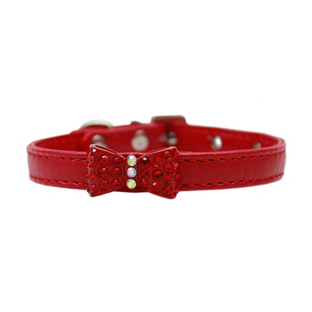 Bow-dacious Crystal Dog Collar in Red | Pawlicious & Company