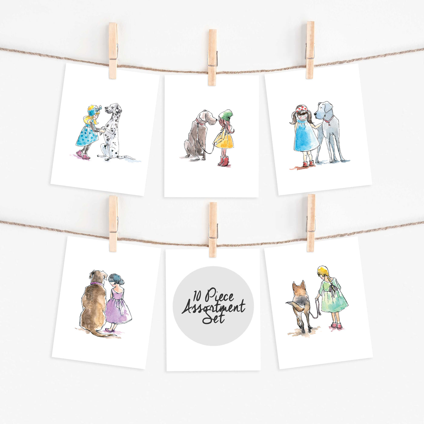 Blank Note Card Set - Girls and Dogs Assortment Set | Pawlicious & Company