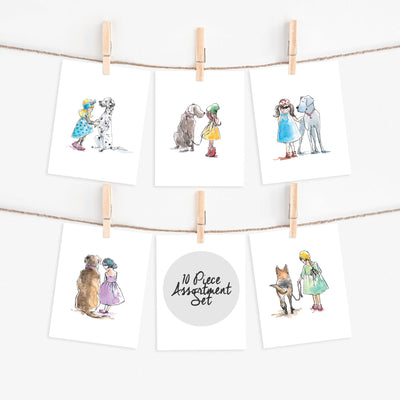 Blank Note Card Set - Girls and Dogs Assortment Set | Pawlicious & Company