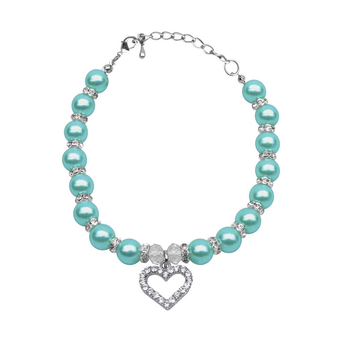 Crystal Heart Necklace with Aqua Pearls | Pawlicious & Company