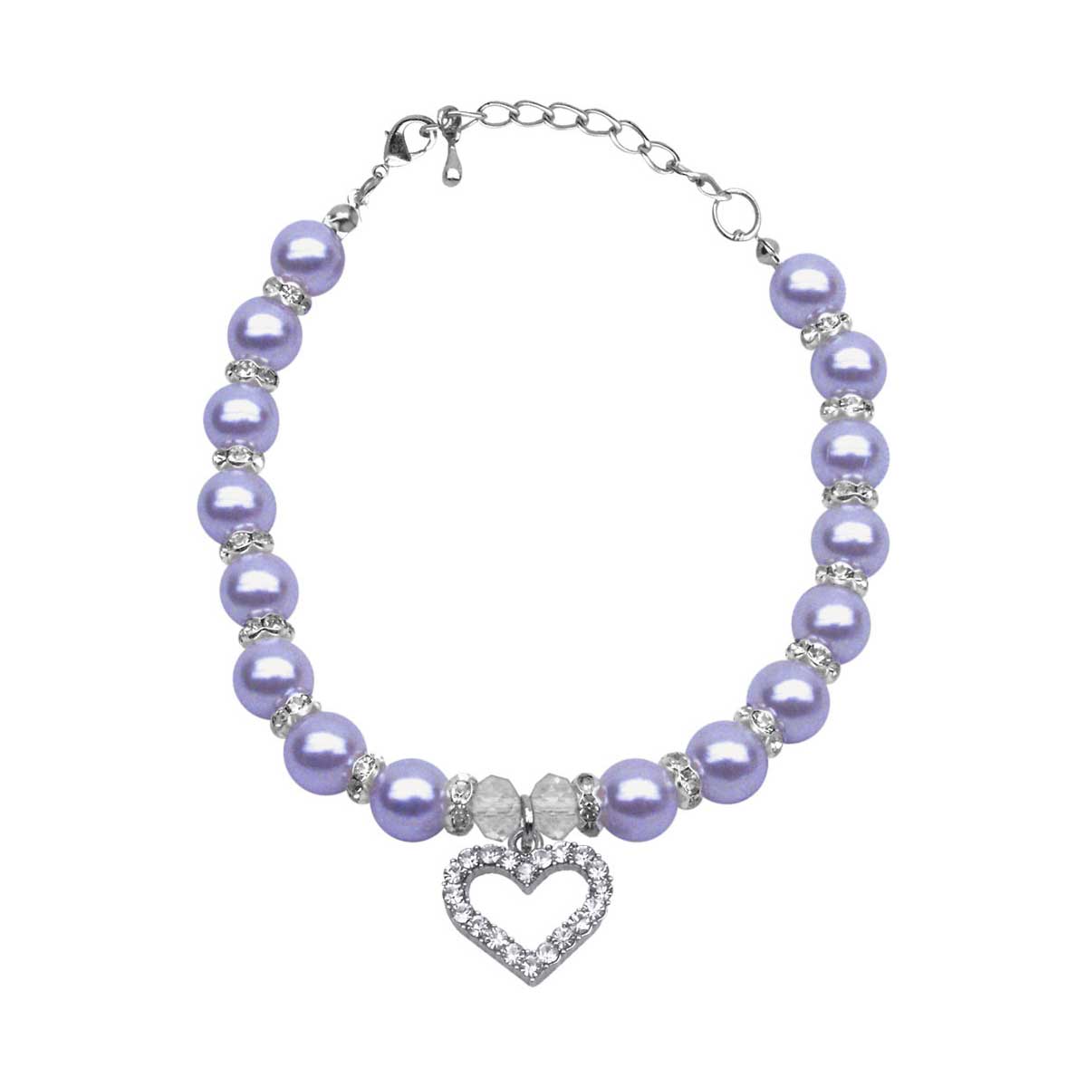 Crystal Heart Necklace with Lavender Pearls | Pawlicious & Company