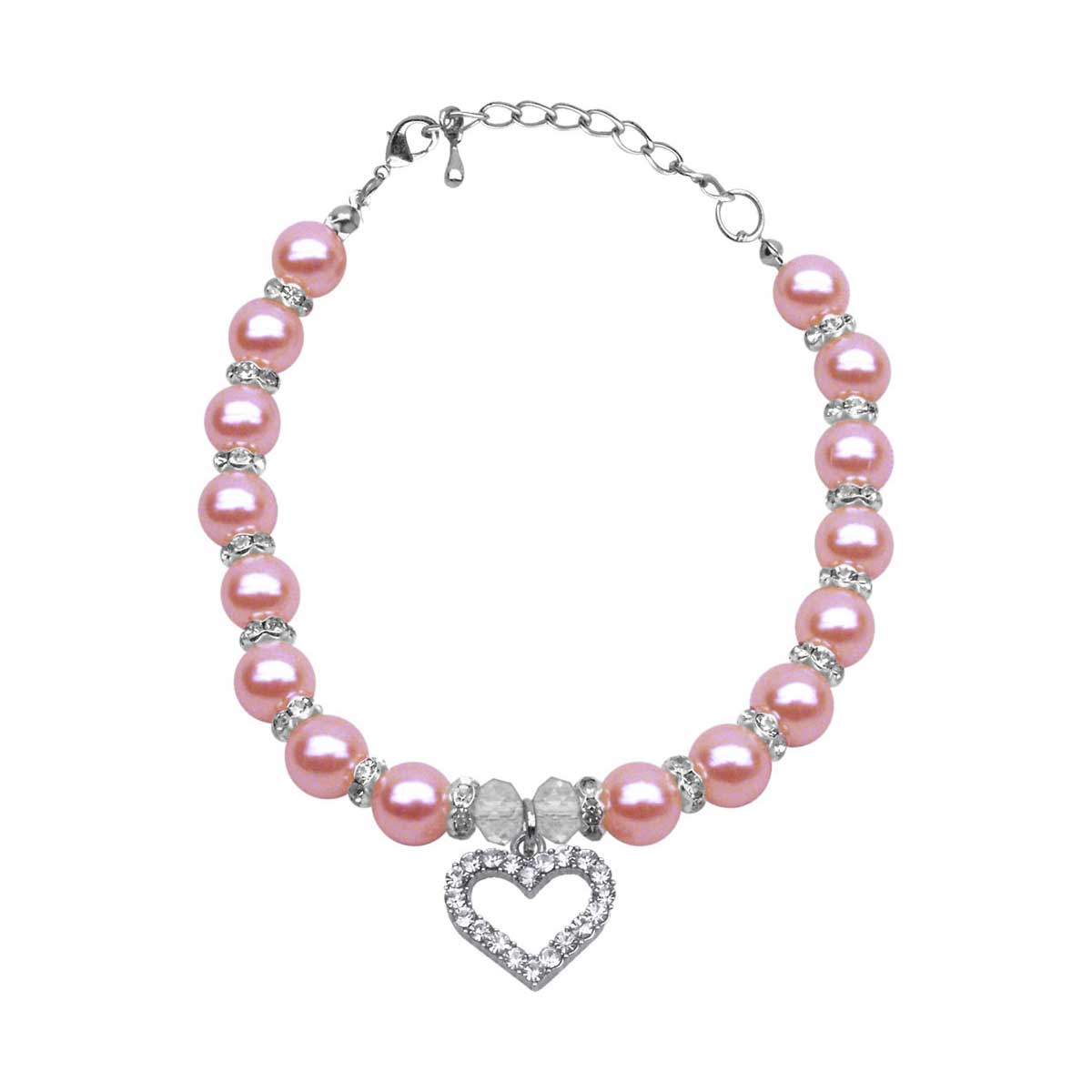 Crystal Heart Necklace with Rose Pearls | Pawlicious & Company