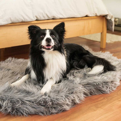 PupRug Faux Fur Curved Orthopedic Dog Bed - Charcoal Gray | Pawlicious & Company
