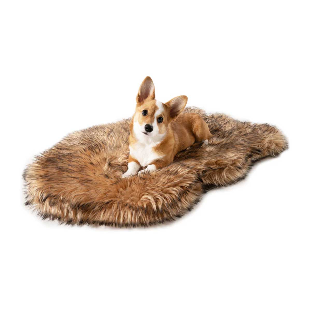 PupRug Faux Fur Curved Orthopedic Dog Bed - Sable | Pawlicious & Company