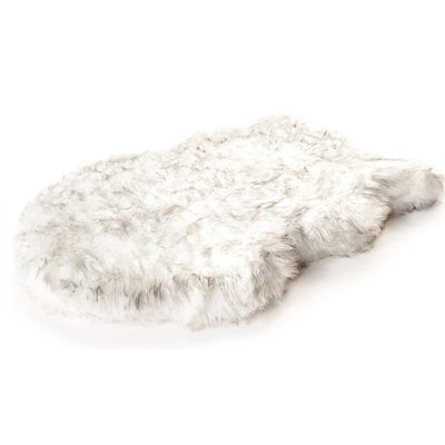 PupRug Faux Fur Curved Orthopedic Pet Bed - White with Brown Accents | Pawlicious & Company