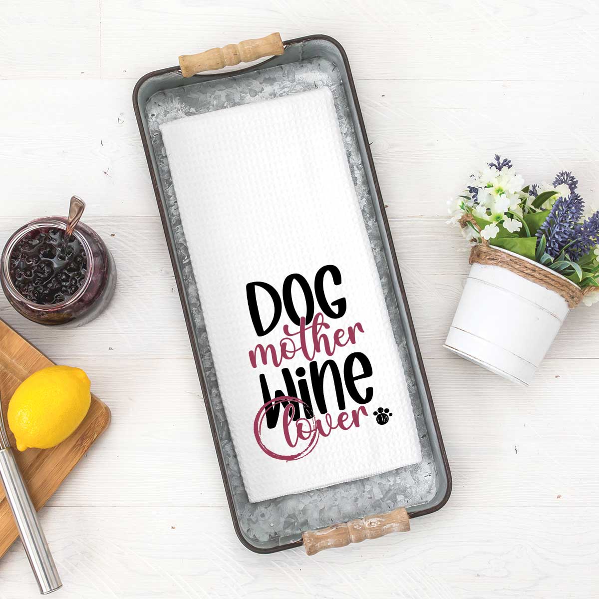 Dog Mother Wine Lover Waffle Towel | Pawlicious & Company