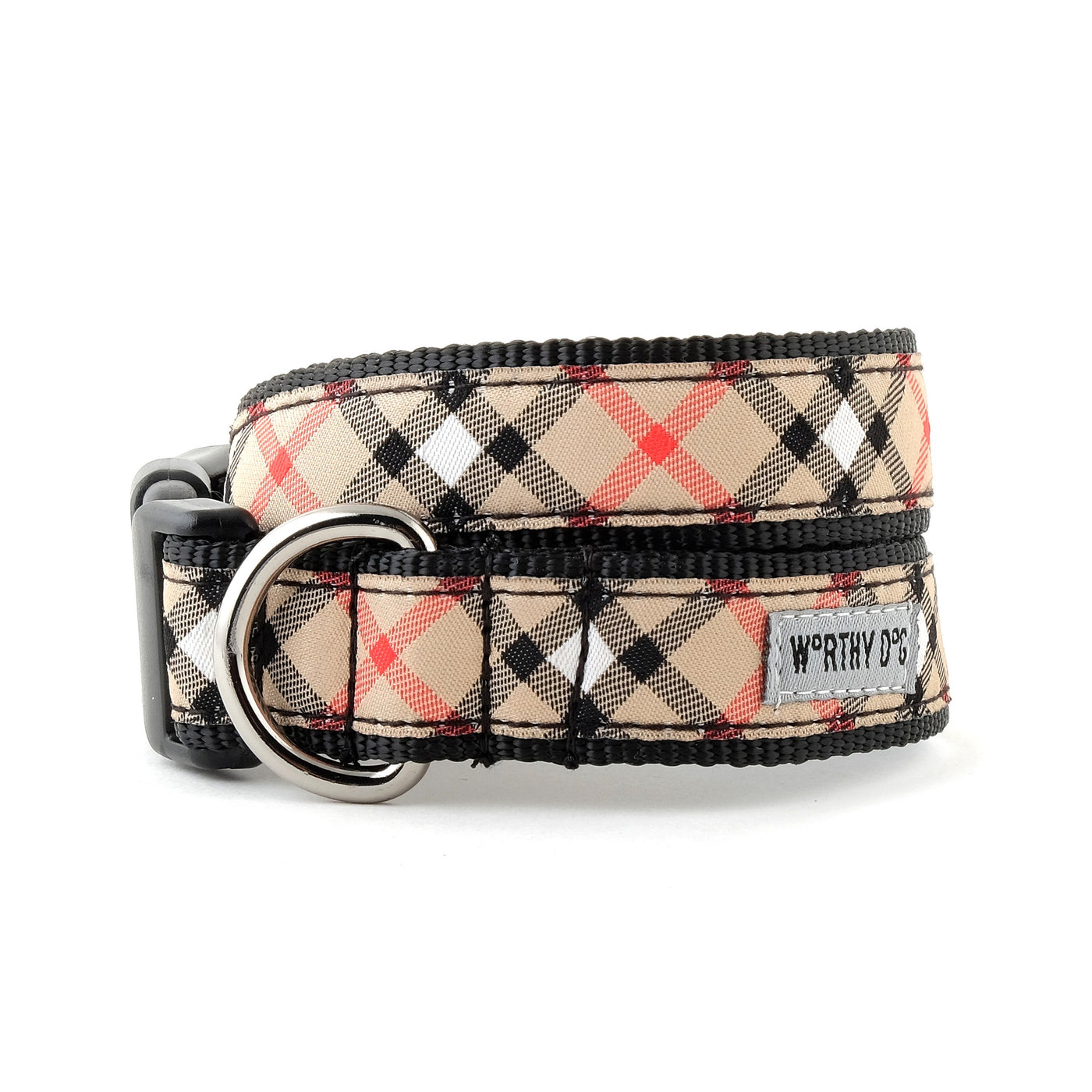 Bias Plaid Tan Nylon Dog Collar | Pawlicious & Company