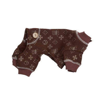 Cotton Fleece Dog Pajama - Crown Dark Brown | Pawlicious & Company