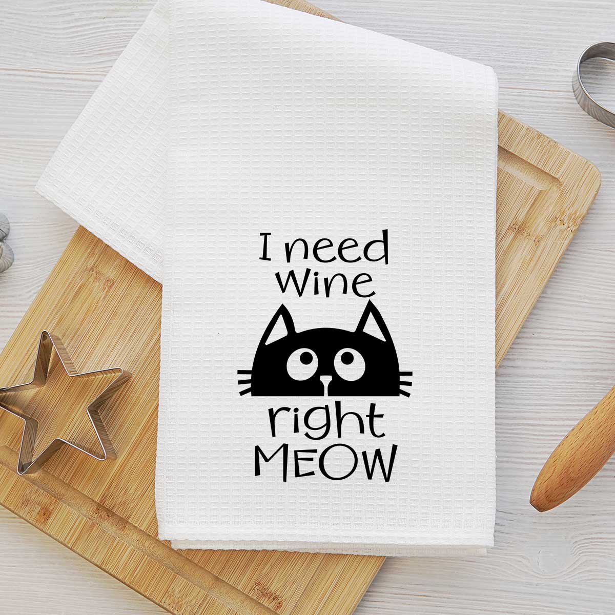 I Need Wine Right Meow Waffle Towel | Pawlicious & Company
