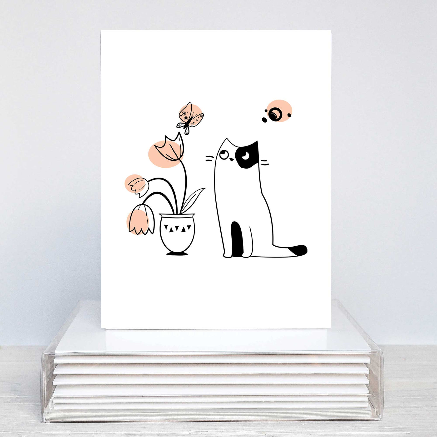 Kitty Admiring Butterfly Blank Note Cards | Pawlicious & Company