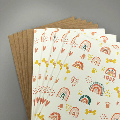 Blank Note Card Set - Paws Love and Rainbows | Pawlicious & Company