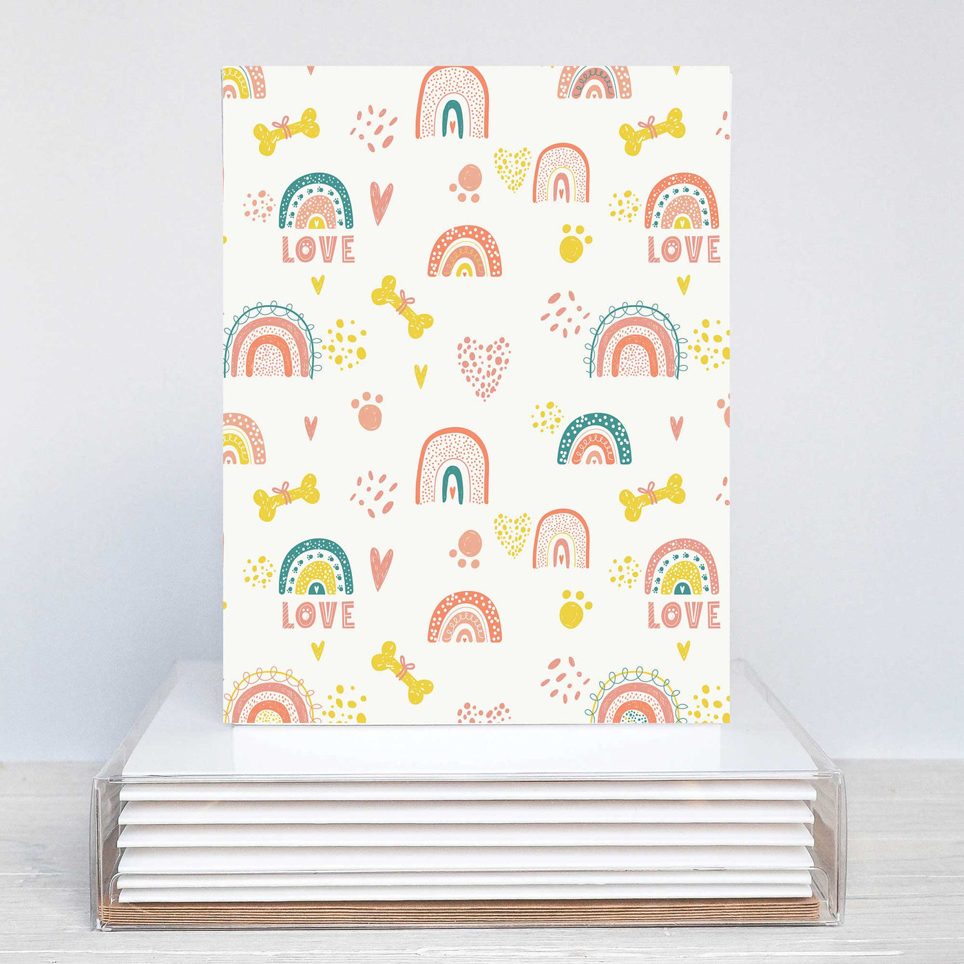 Blank Note Card Set - Paws Love and Rainbows | Pawlicious & Company