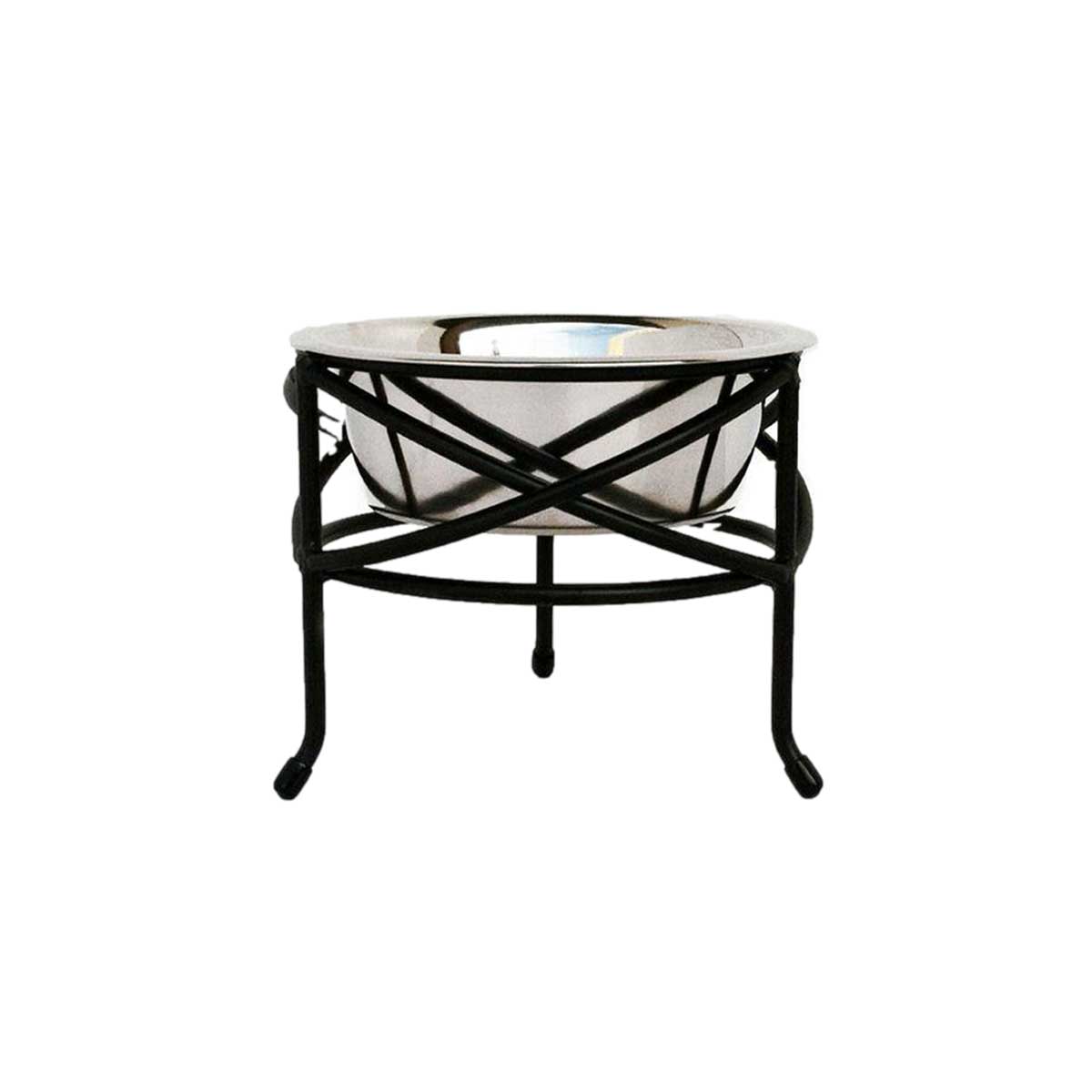 Mesh Single Diner Raised Pet Feeder with Black Finish | Pawlicious & Company