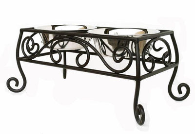 Noblesse Double Diner Raised Pet Feeder with Bronze Finish | Pawlicious & Company