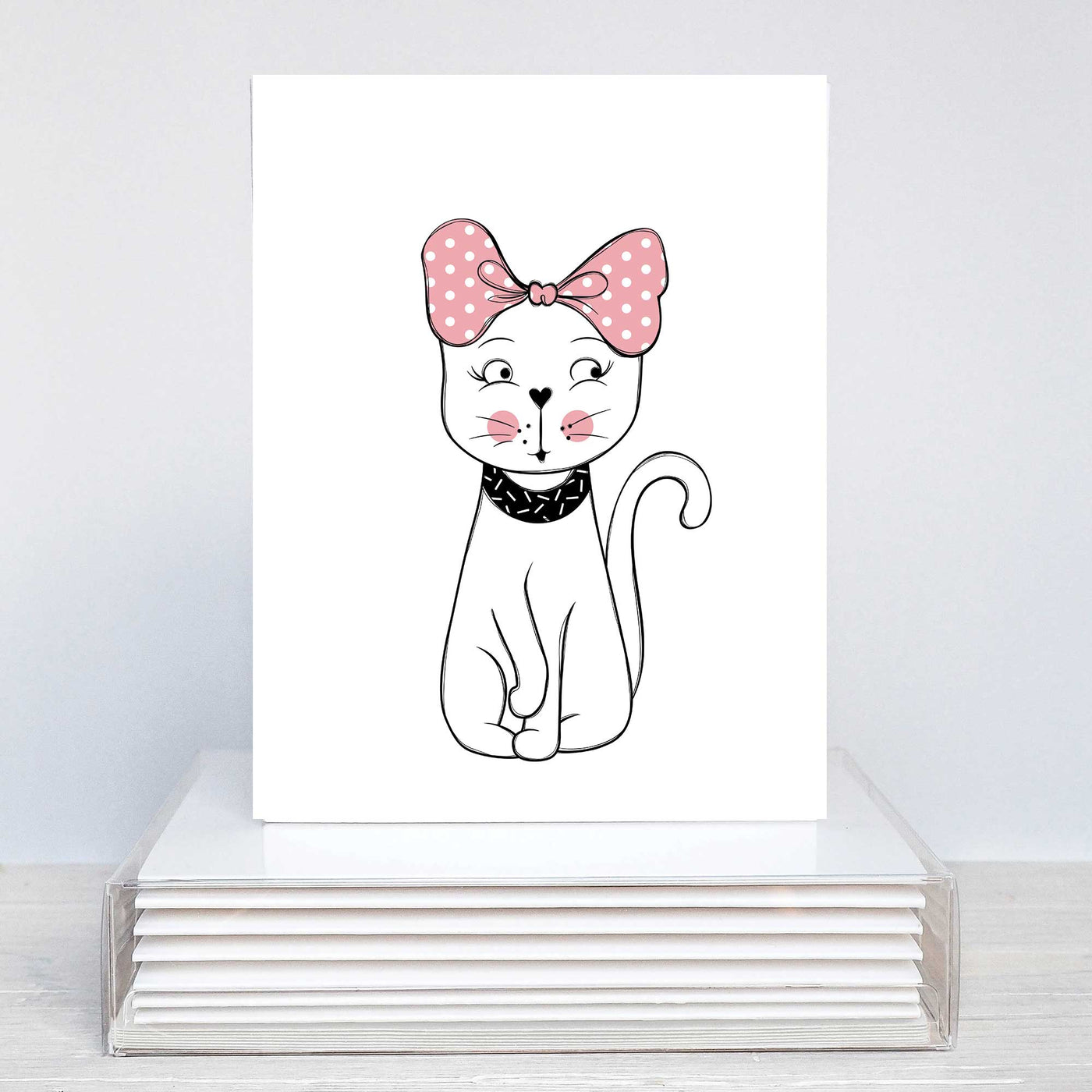 Sweet Kitty with Hair Bow Blank Note Card Set | Pawlicious & Company