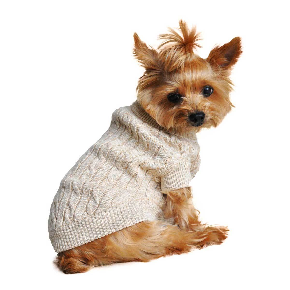 Cable Knit Dog Sweater in Beige | Pawlicious & Company