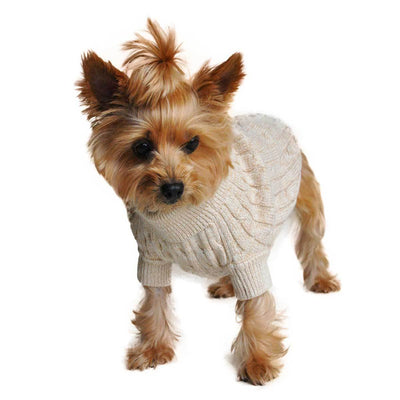 Cable Knit Dog Sweater in Beige | Pawlicious & Company