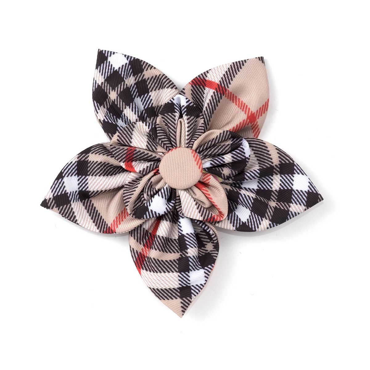 Bias Tan Plaid Doggy Collar Flower | Pawlicious & Company
