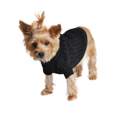 Cable Knit Dog Sweater in Black | Pawlicious & Company