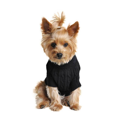 Cable Knit Dog Sweater in Black | Pawlicious & Company