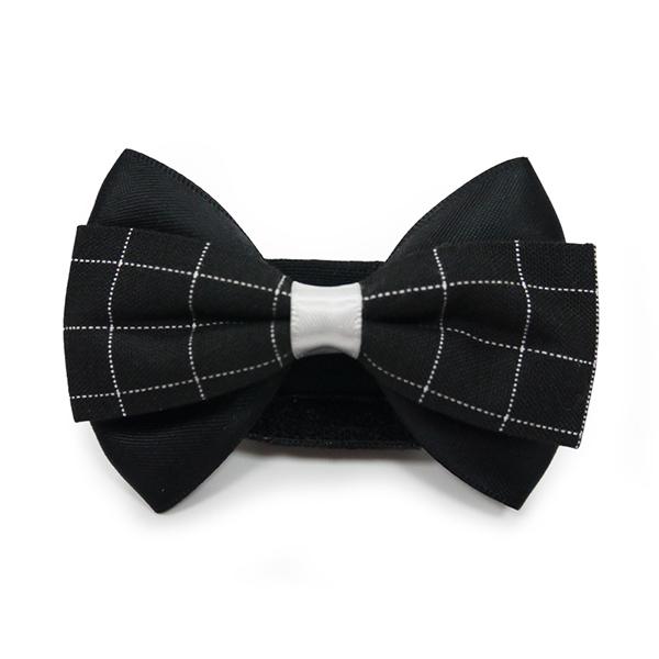 Black Plaid Formal Dog Collar Bow Tie | Pawlicious & Company