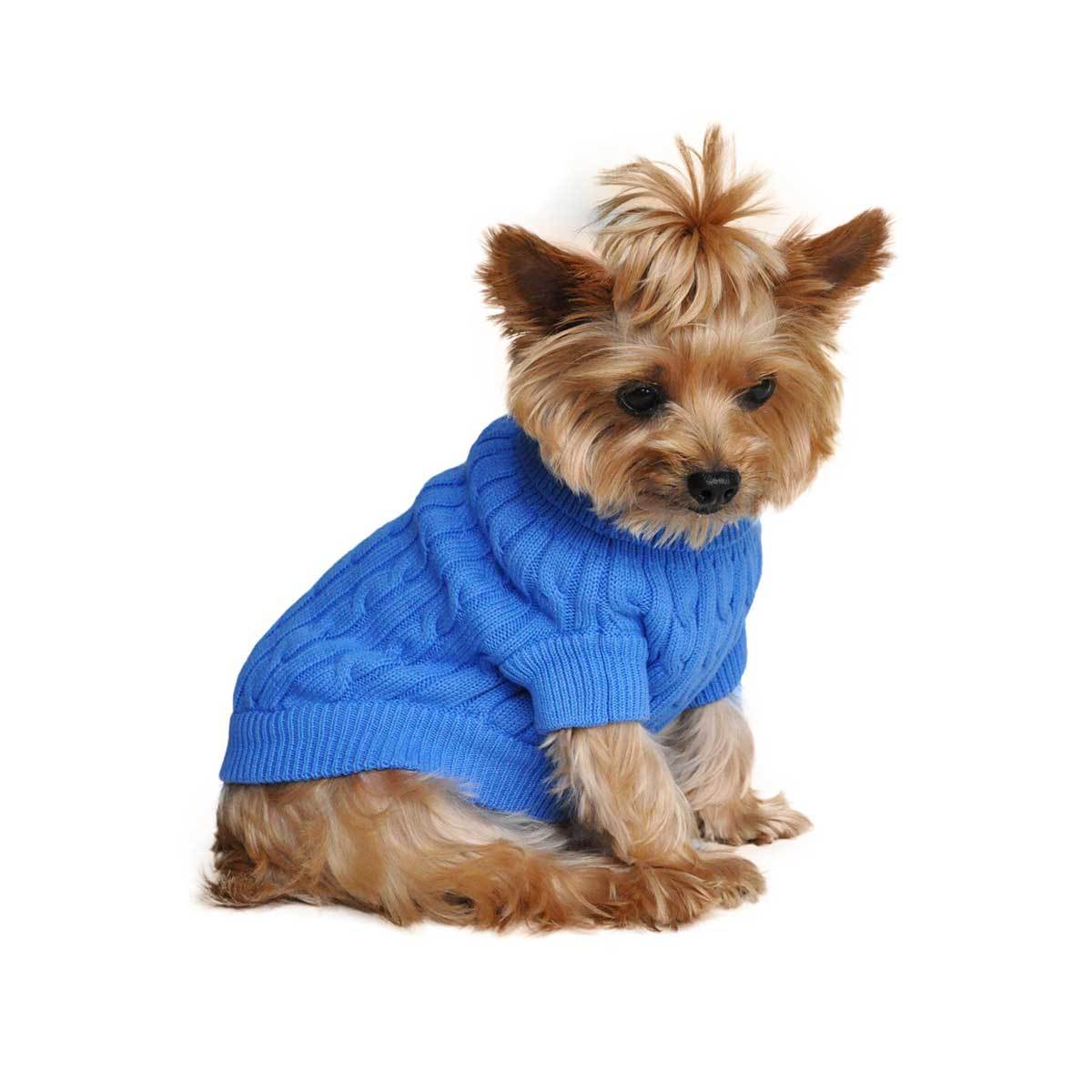 Cable Knit Dog Sweater in Blue | Pawlicious & Company