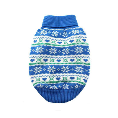 Blue Snowflake and Hearts Dog Sweater | Pawlicious & Company