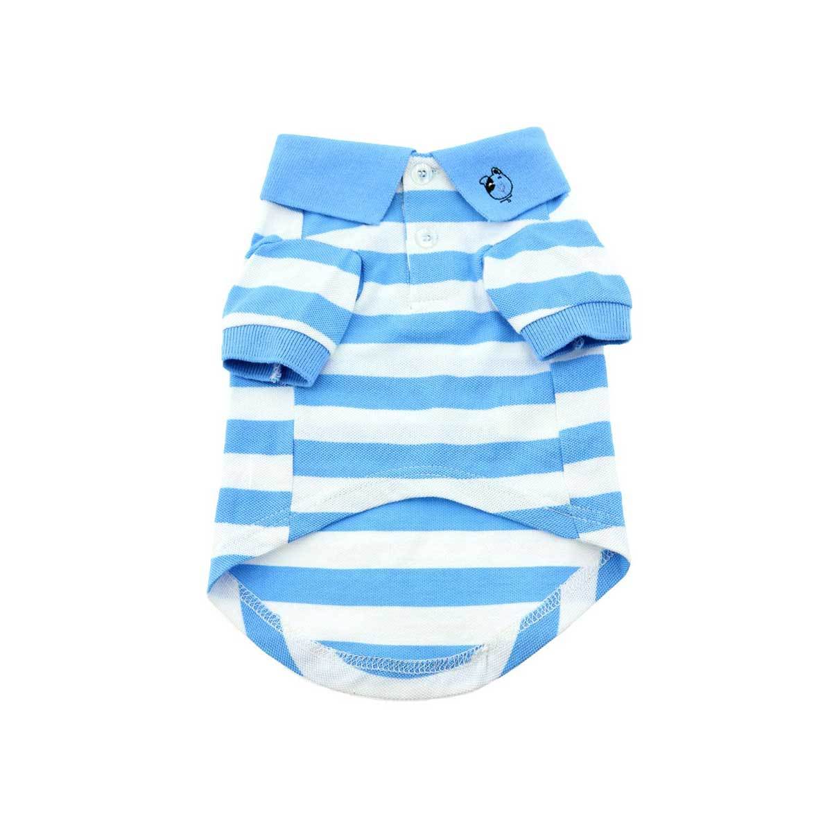 100% Blue Striped Dog Polo Shirt | Pawlicious & Company