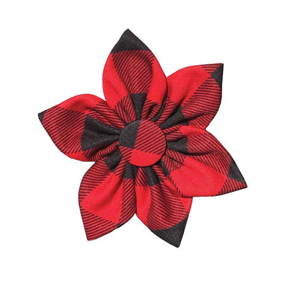 Buffalo Check Collar Flower | Pawlicious & Company