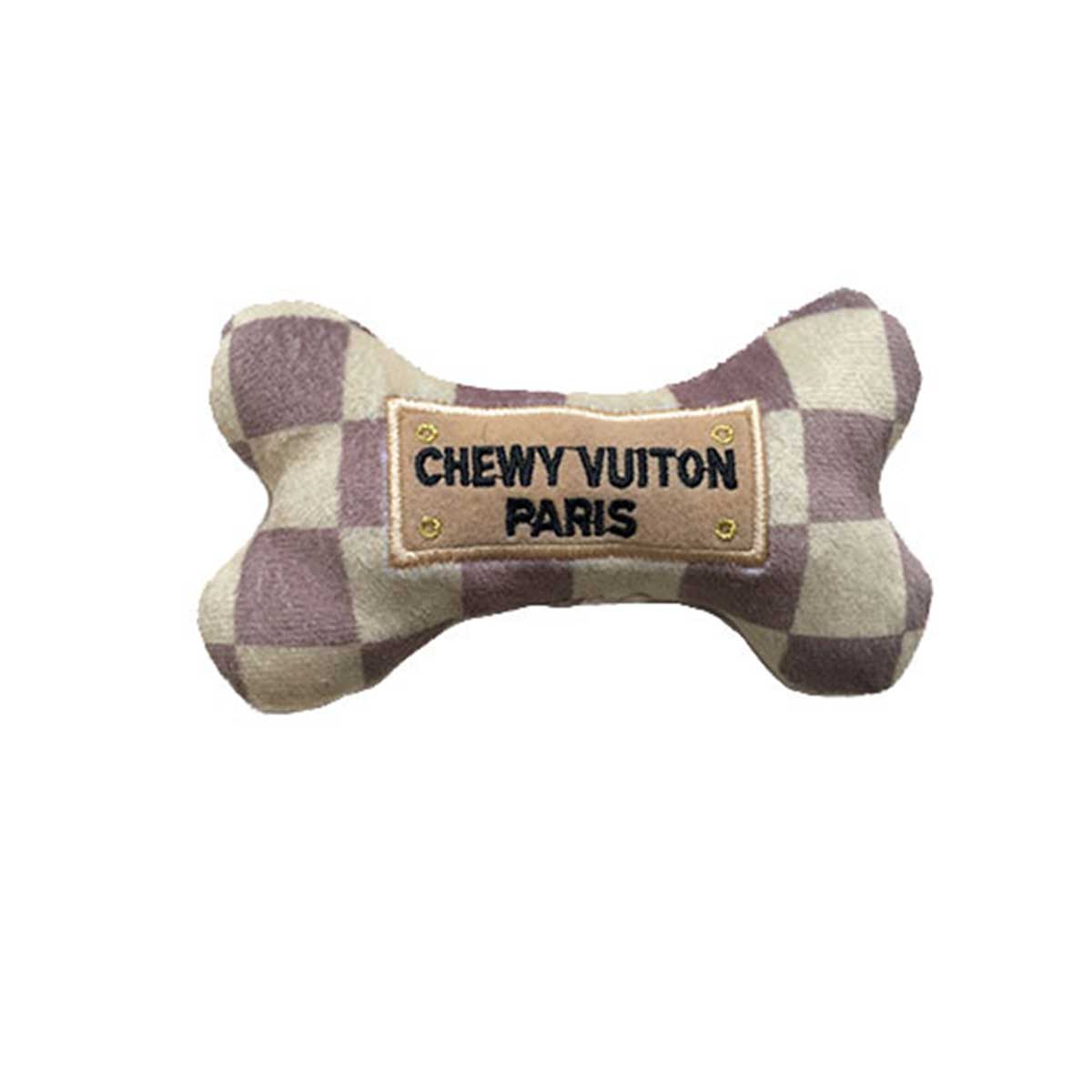 Checker Chewy Vuiton Bone Dog Toy, Dog Toys