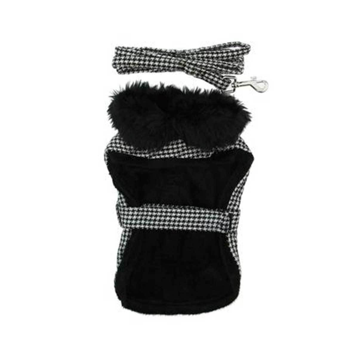 Classic Black & White Houndstooth Dog Harness Coat | Pawlicious & Company