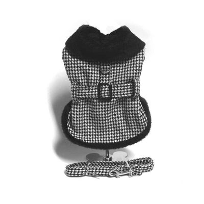 Classic Black & White Houndstooth Dog Harness Coat | Pawlicious & Company