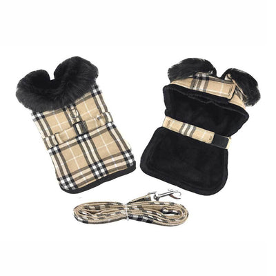 Classic Brown Plaid Dog Harness Coat | Pawlicious & Company