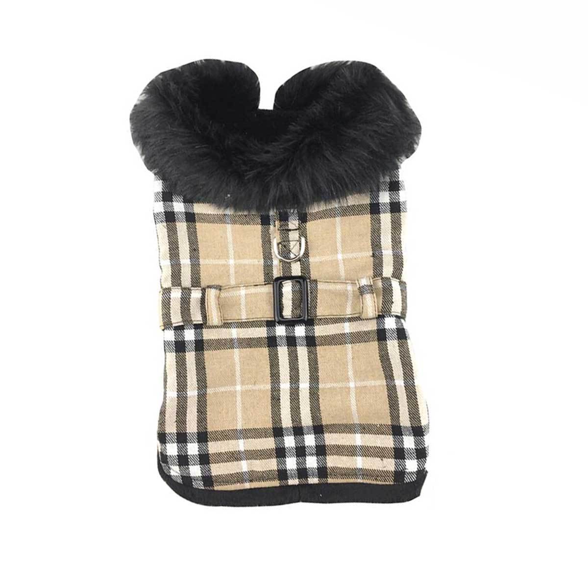Classic Brown Plaid Dog Harness Coat | Pawlicious & Company