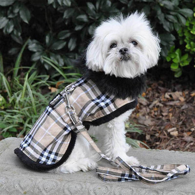 Classic Brown Plaid Dog Harness Coat | Pawlicious & Company