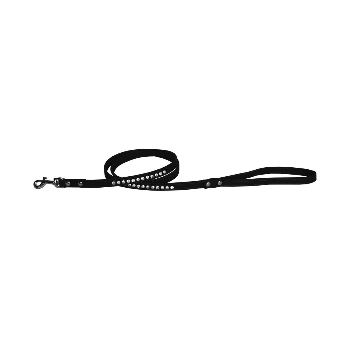 Clear Jewel Faux Leather Pet Leash in Black | Pawlicious & Company