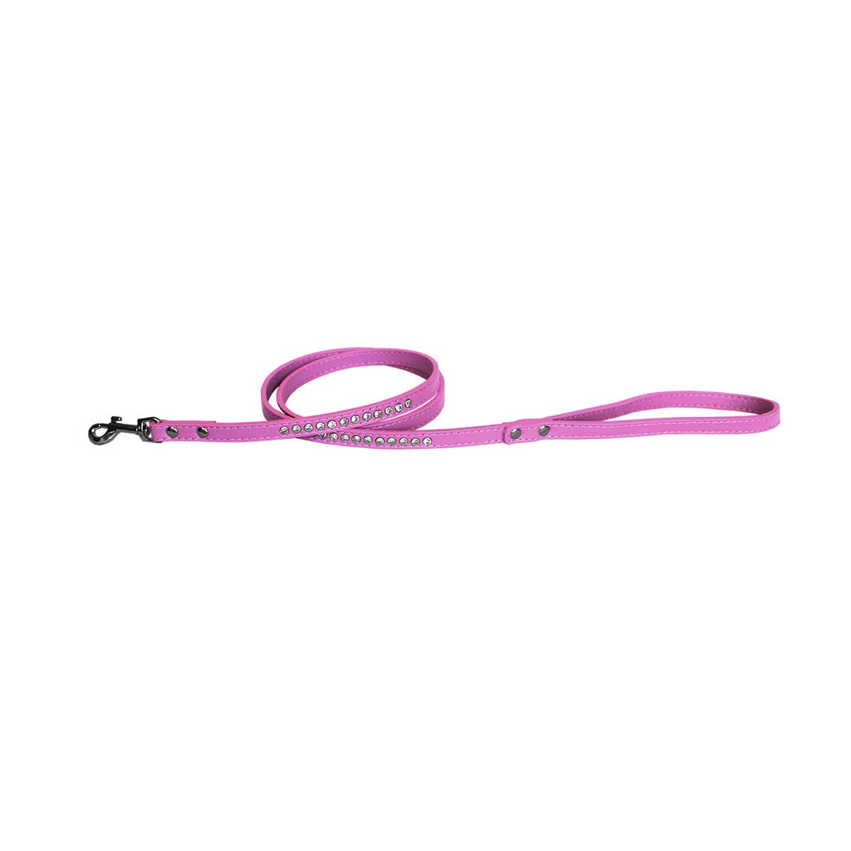 Clear Jewel Faux Leather Pet Leash in Bright Pink | Pawlicious & Company