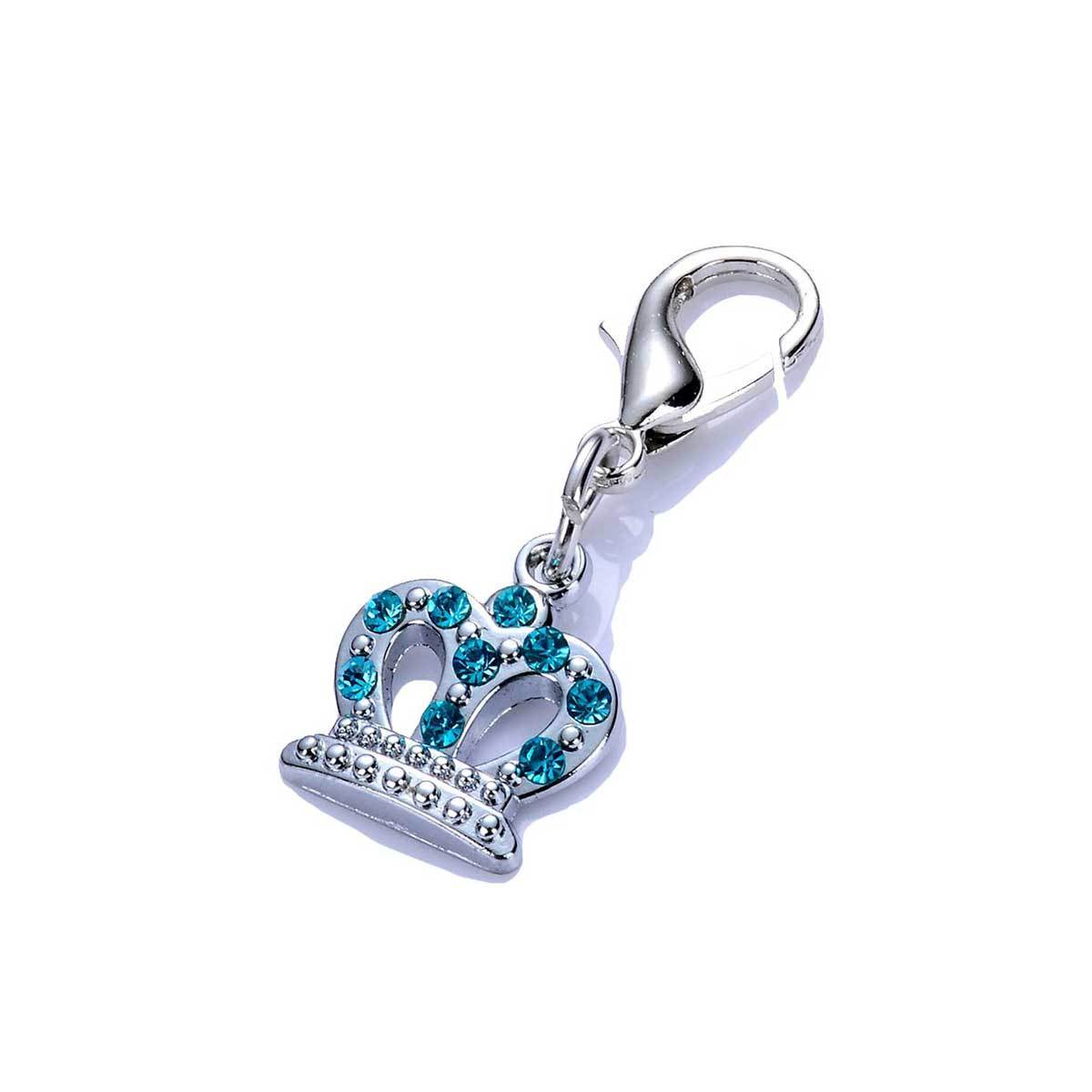 Crystal Crown Dog Collar Charm in Blue | Pawlicious & Company