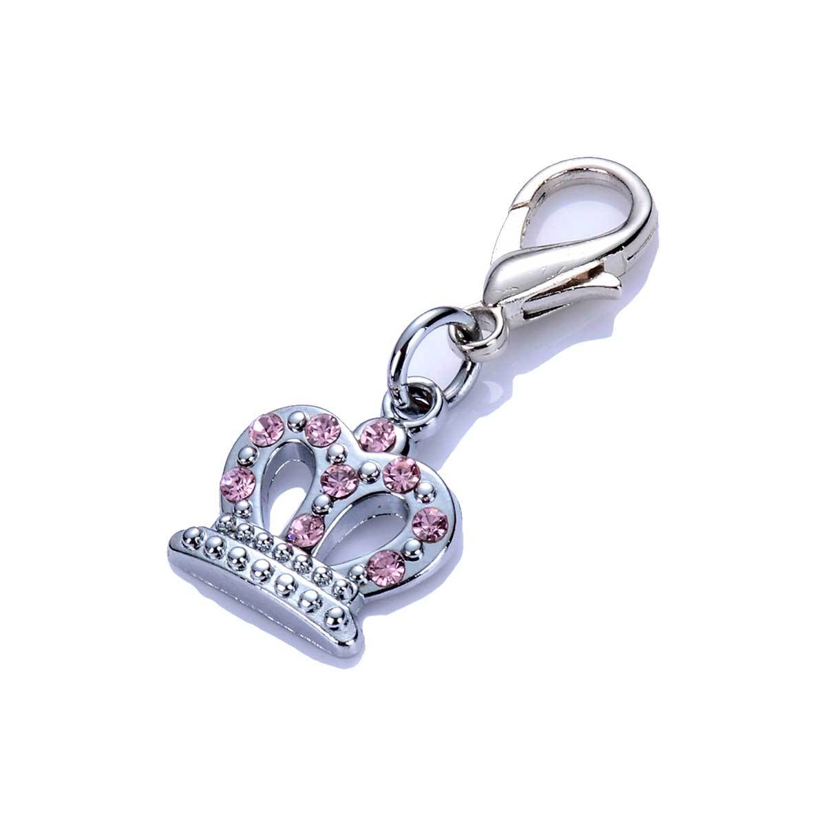Crystal Crown Dog Collar Charm in Pink | Pawlicious & Company
