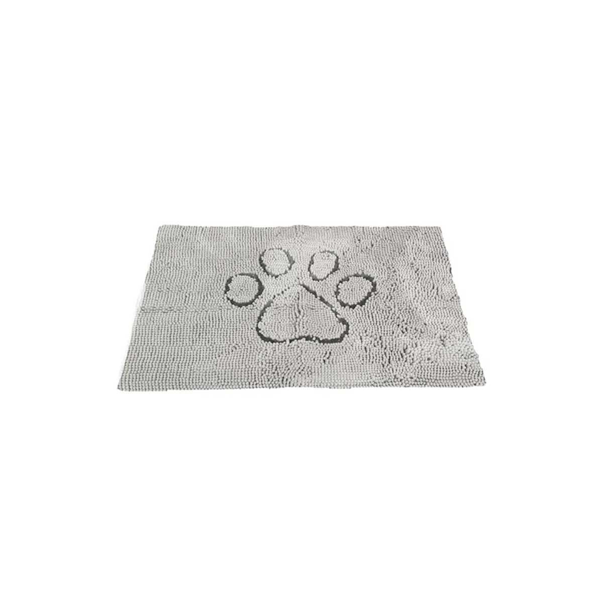 Silver Gray Dirty Dog Doormat with Dark Gray Paw Print
