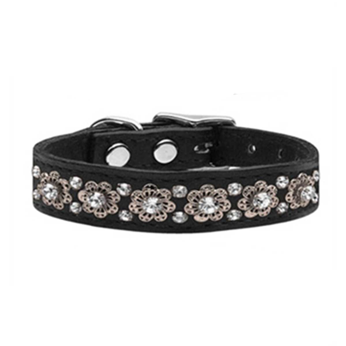 Fancy Jeweled Leather Collar in Black | Pawlicious & Company