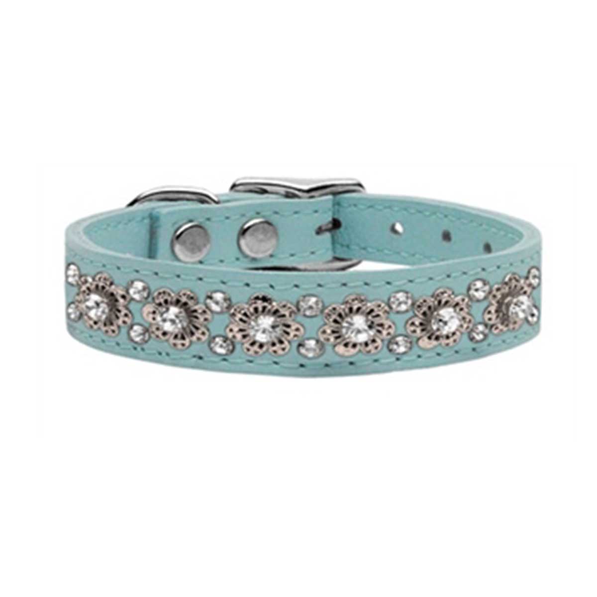 Fancy Jeweled Leather Collar in Blue | Pawlicious & Company